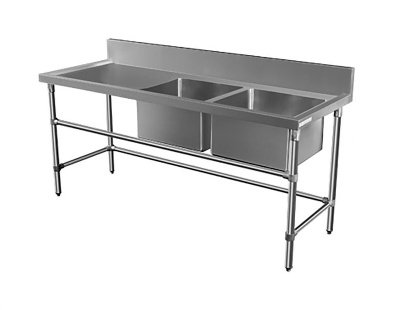 Double Bowl Stainless Restaurant Sink - Left Bench, 1900 x 700 x 900mm ...