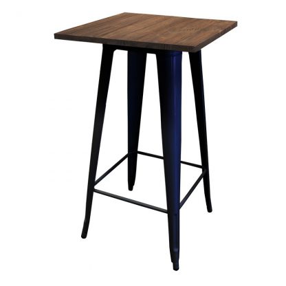 Replica Tolix Wooden Top Bar Table 60 X 60 X 107cm Black Legs Brayco Commercial Pty Ltd